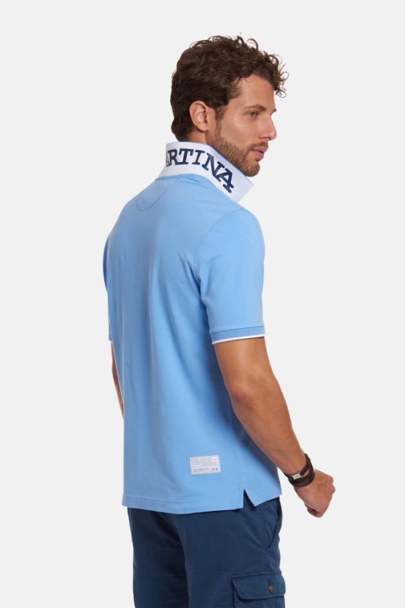 Blue La Martina Short-sleeved Regular Fit Men Polo Shirt USA | JXI-5021