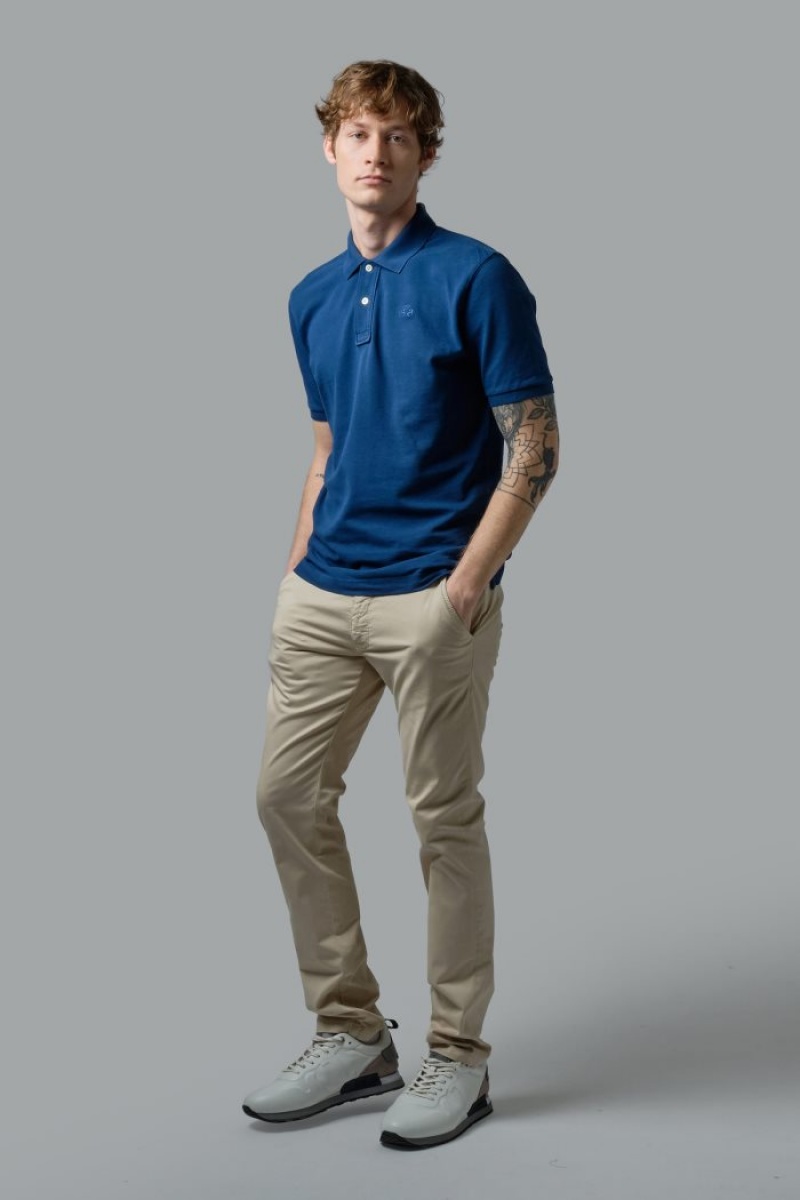 Blue La Martina Short-sleeved Regular-fit Cotton Men Polo Shirt USA | OEX-7619