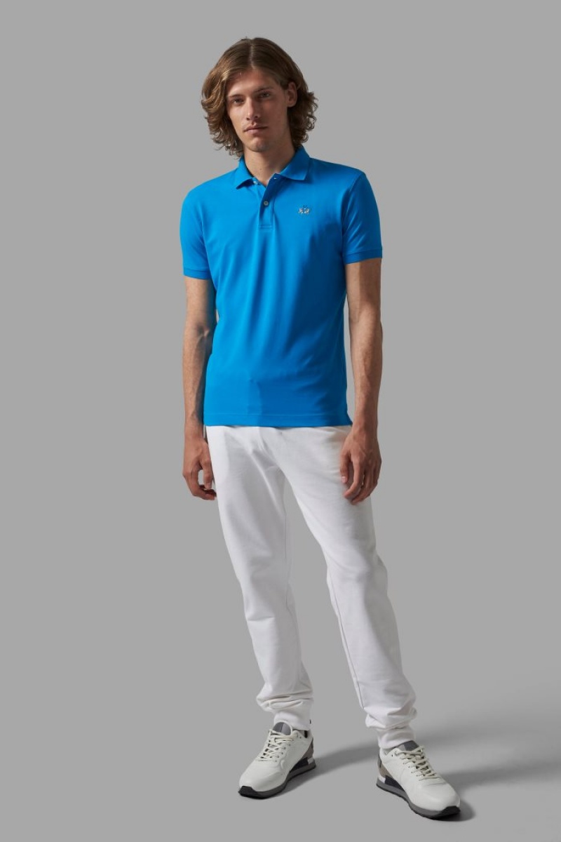 Blue La Martina Slim-fit Men Polo Shirt USA | IDB-5538