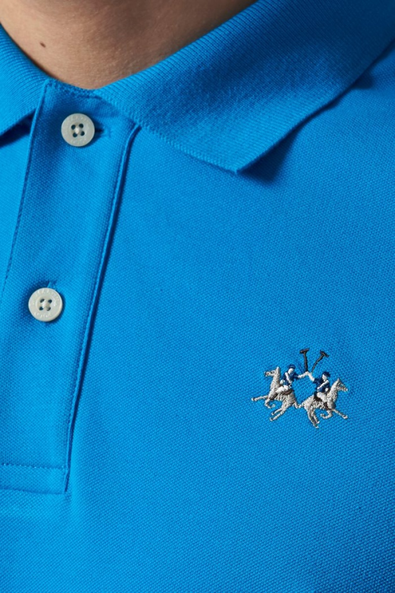 Blue La Martina Slim-fit Men Polo Shirt USA | IDB-5538