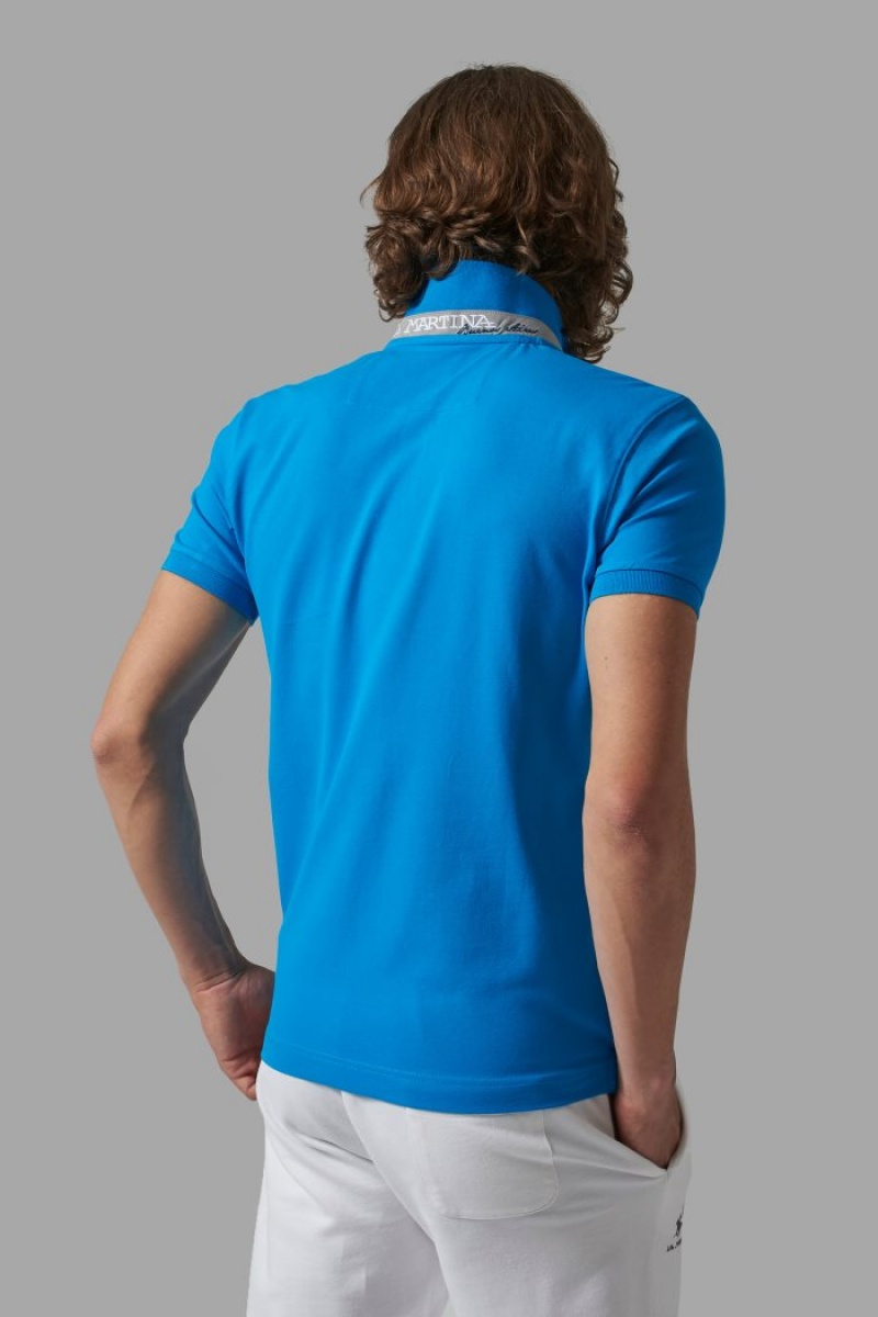 Blue La Martina Slim-fit Men Polo Shirt USA | IDB-5538