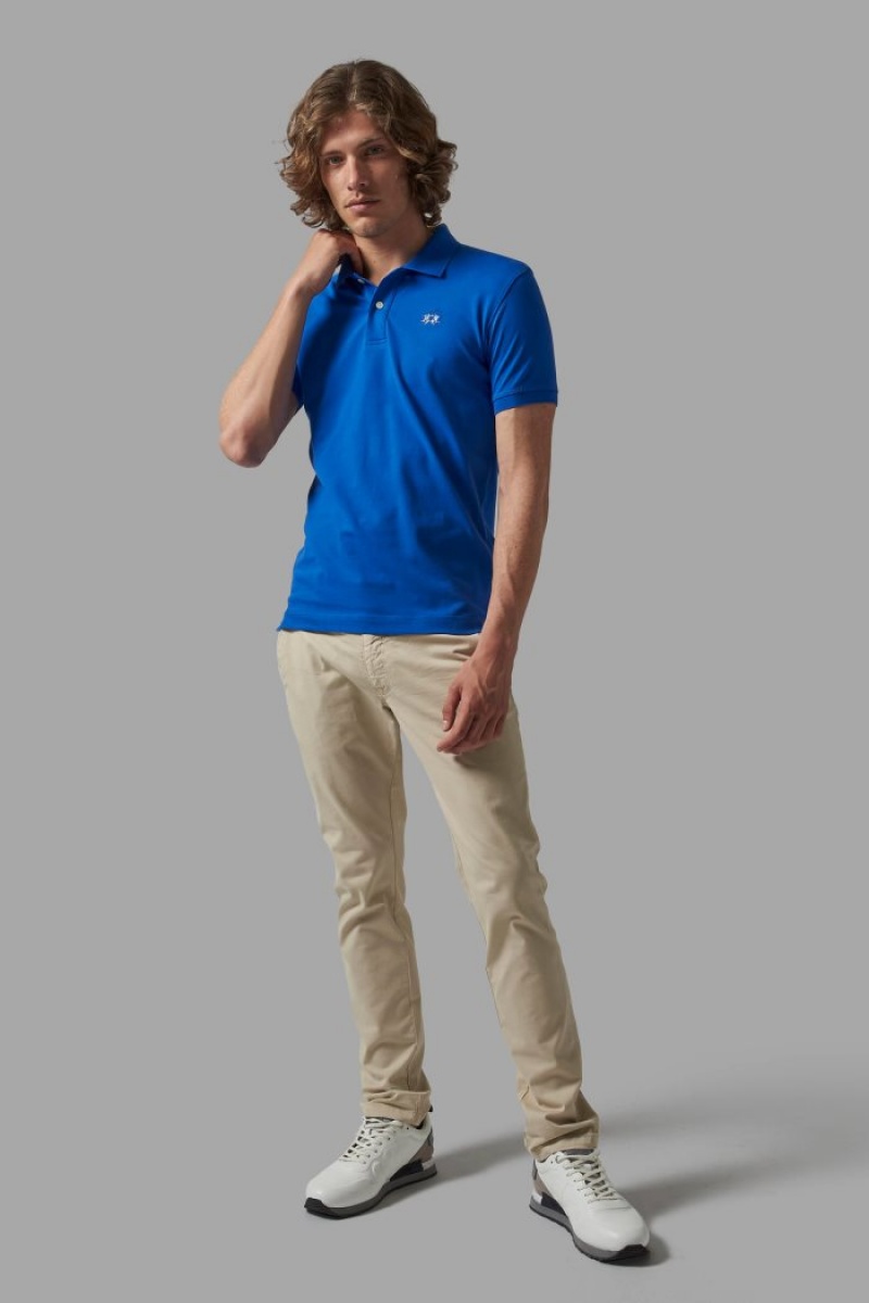 Blue La Martina Slim-fit Men Polo Shirt USA | WCR-8850