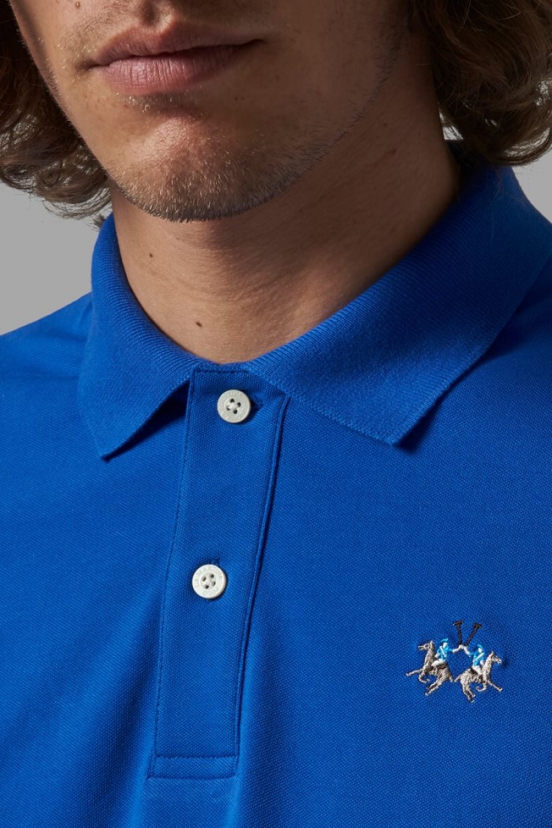 Blue La Martina Slim-fit Men Polo Shirt USA | WCR-8850