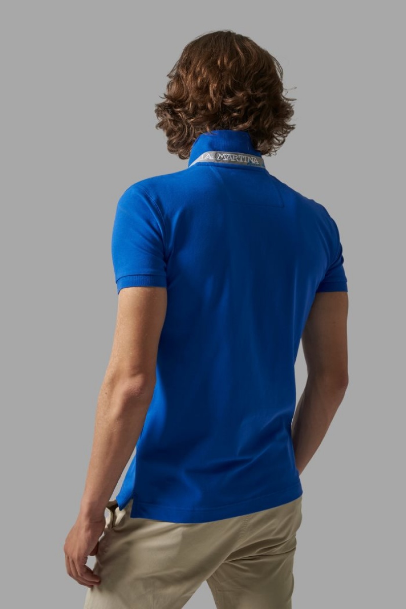 Blue La Martina Slim-fit Men Polo Shirt USA | WCR-8850