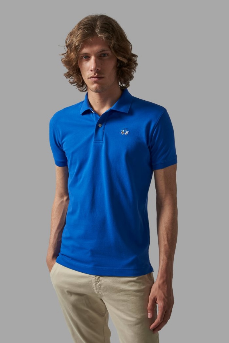 Blue La Martina Slim-fit Men Polo Shirt USA | WCR-8850