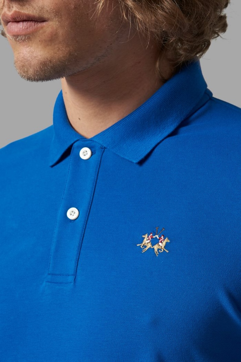 Blue La Martina Slim-fit Men Polo Shirt USA | XJA-2016