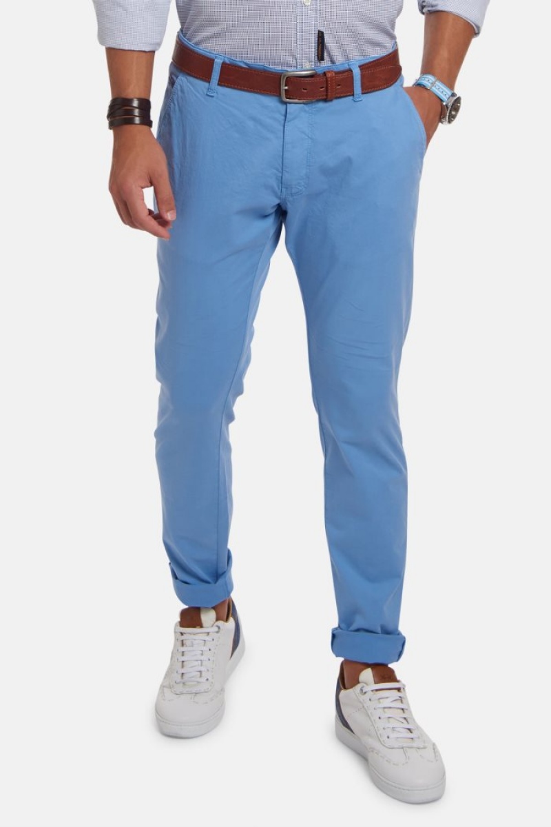 Blue La Martina Slim-fit Stretch Cotton Men Trousers USA | HVV-5453