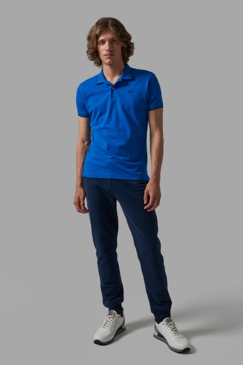 Blue La Martina Slim-fit Stretch Piqué Men Polo Shirt USA | EJQ-3502