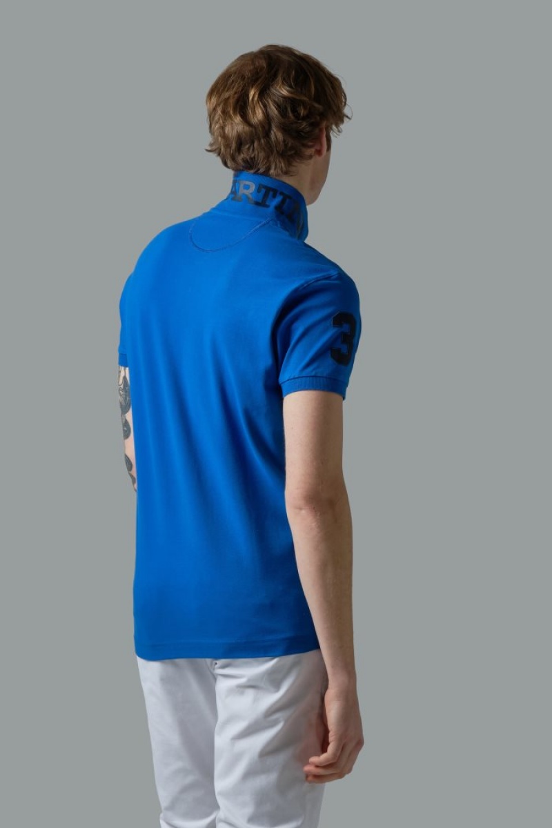 Blue La Martina Slim-fit Stretch Piqué Men Polo Shirt USA | ZLG-3435