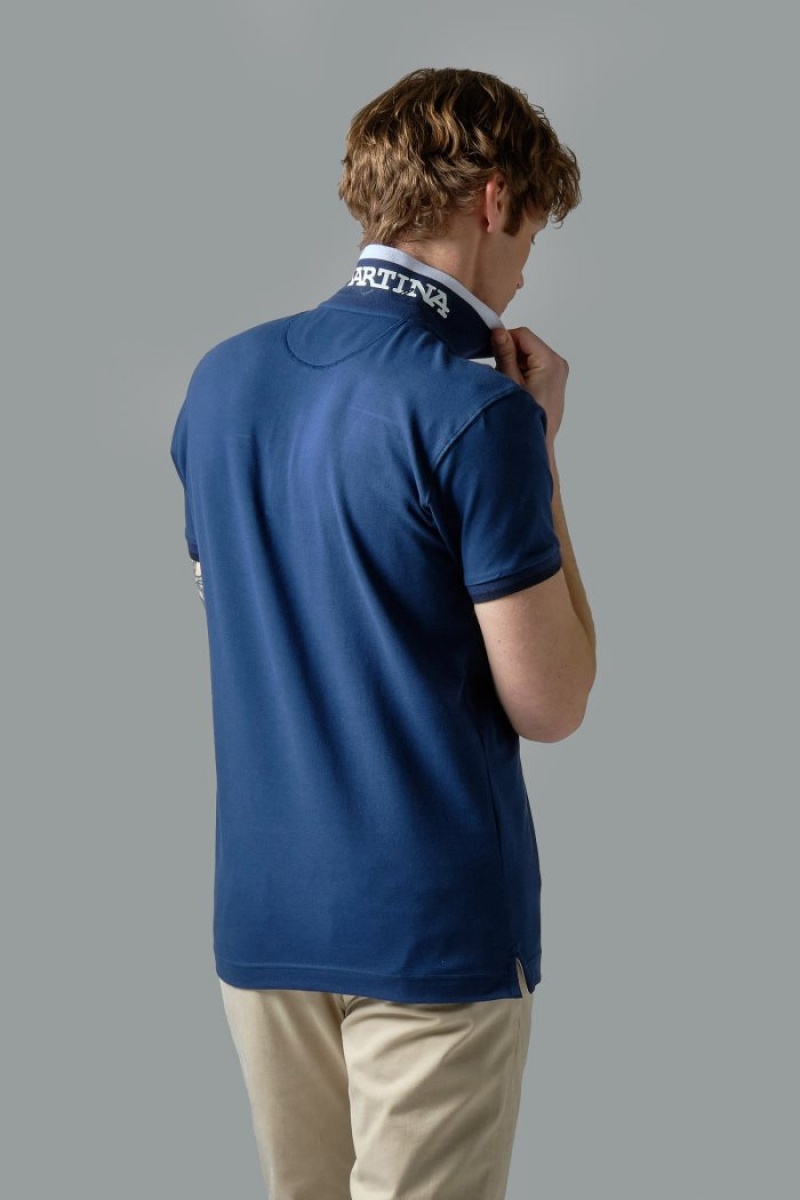 Blue La Martina Slim-fit Stretch Piqué Men Polo Shirt USA | ONR-3017