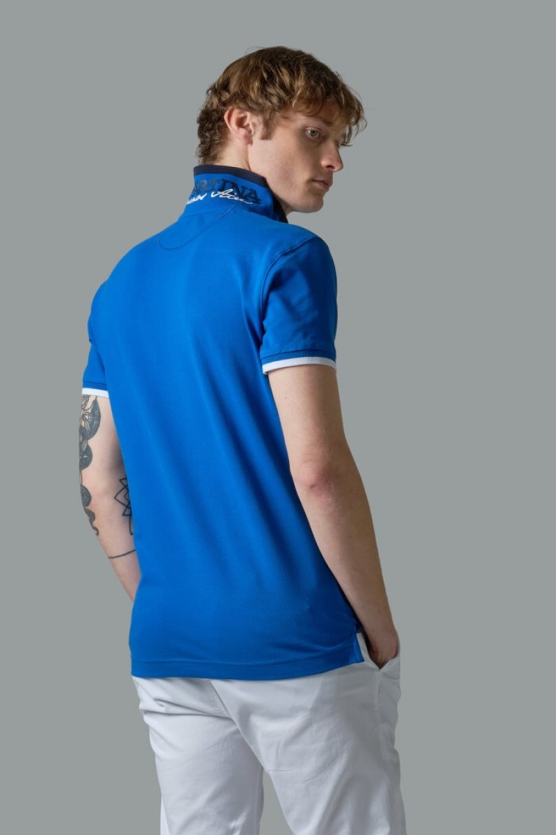 Blue La Martina Slim-fit Stretch Piqué Men Polo Shirt USA | QBL-4920