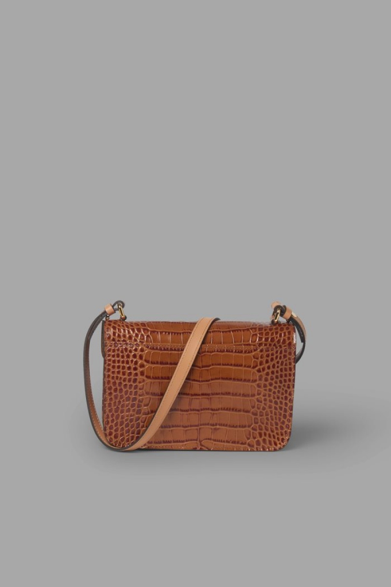 Brown La Martina Crocodile-print Leather Women Bags USA | LMO-3889