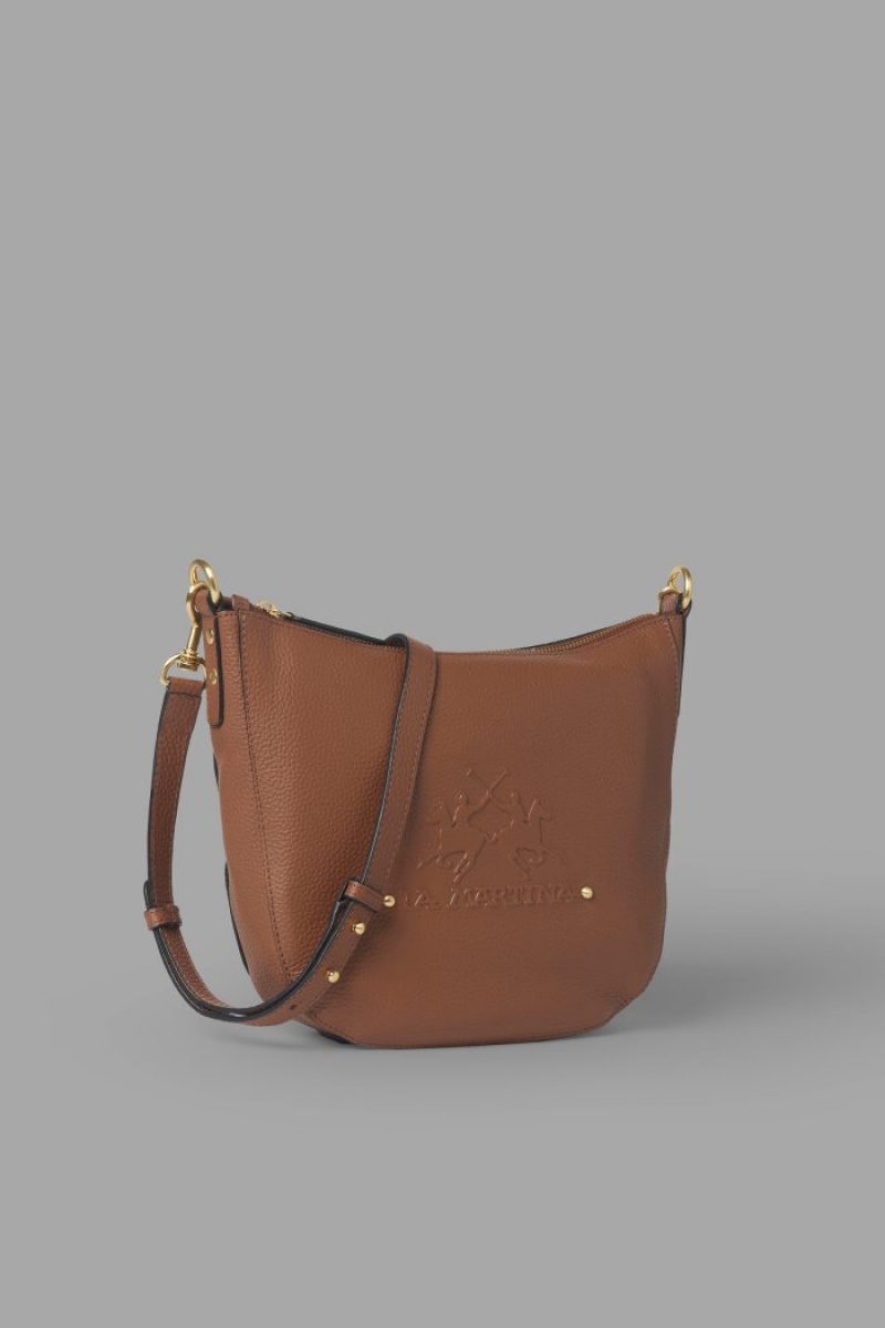 Brown La Martina Leather Crossbody Half-moon Women Bags USA | QAQ-0209