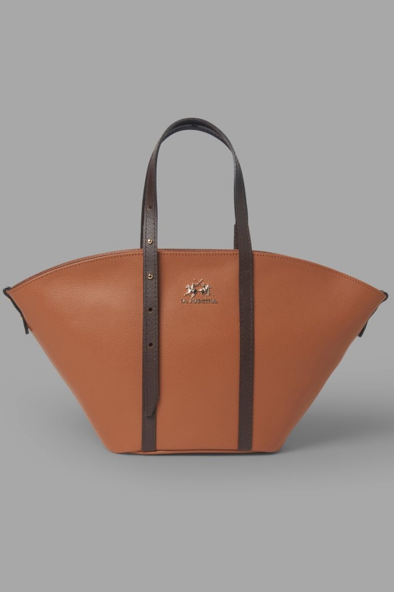 Brown La Martina Leather Trapeze Women Bags USA | VPW-7802