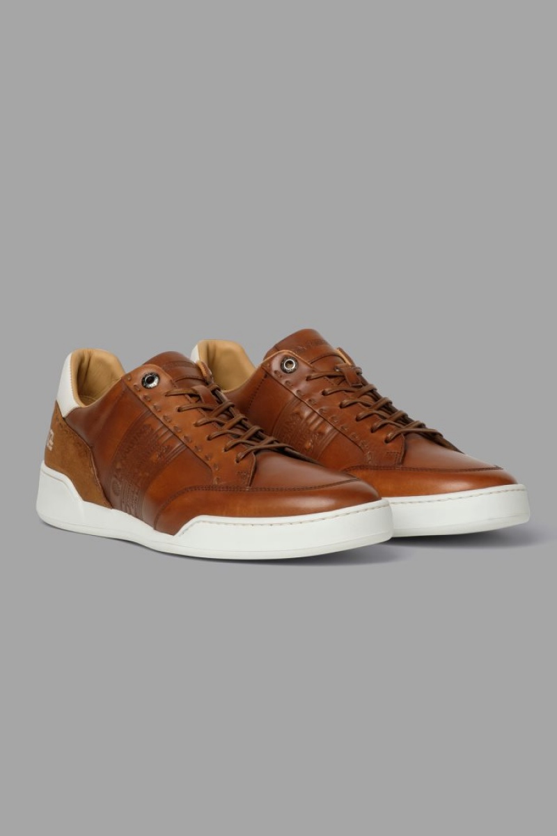 Brown La Martina Leather With A White Crepe Sole Men Sneakers USA | AWV-9711