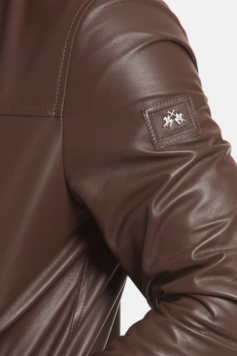 Brown La Martina Regular-fit Leather Men Jackets USA | FOD-3729