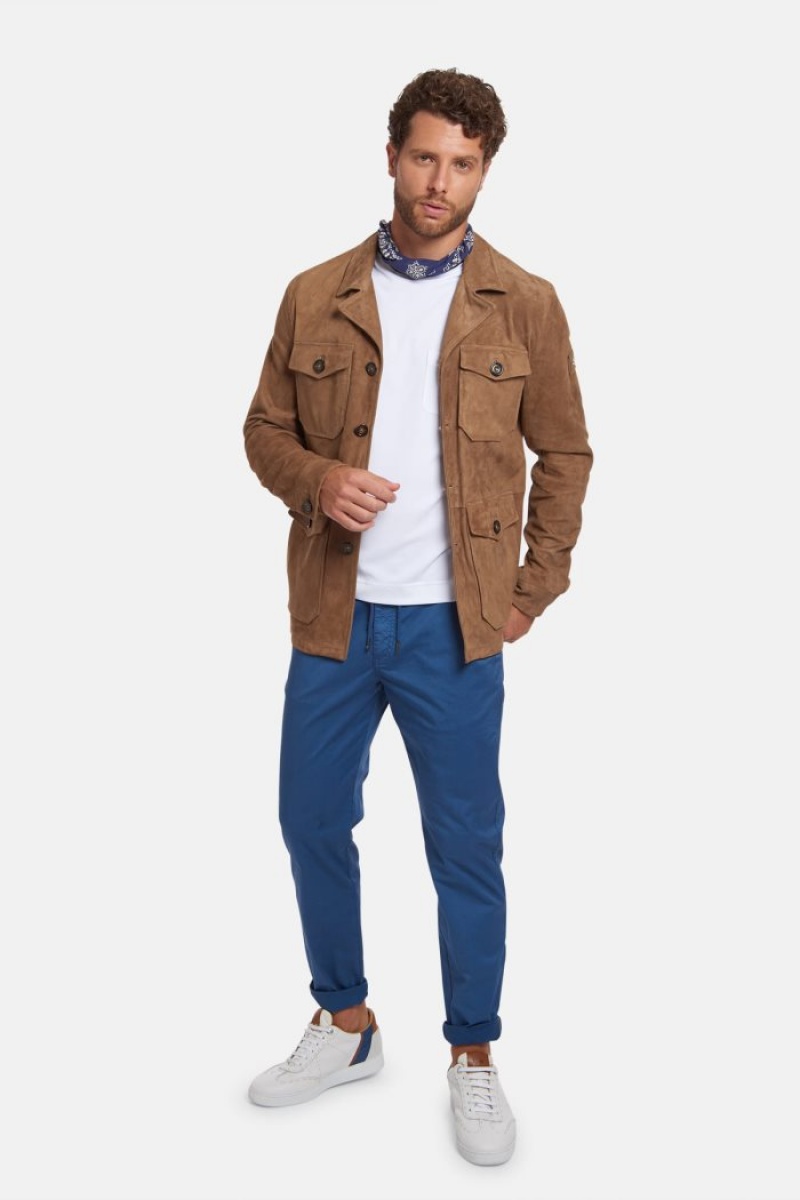 Brown La Martina Regular-fit Suede Men Jackets USA | AQZ-8203