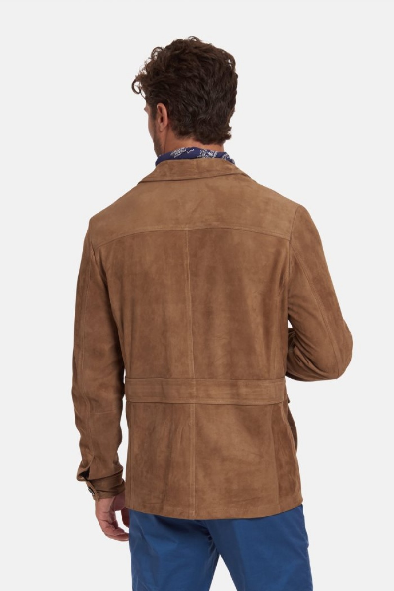 Brown La Martina Regular-fit Suede Men Jackets USA | AQZ-8203