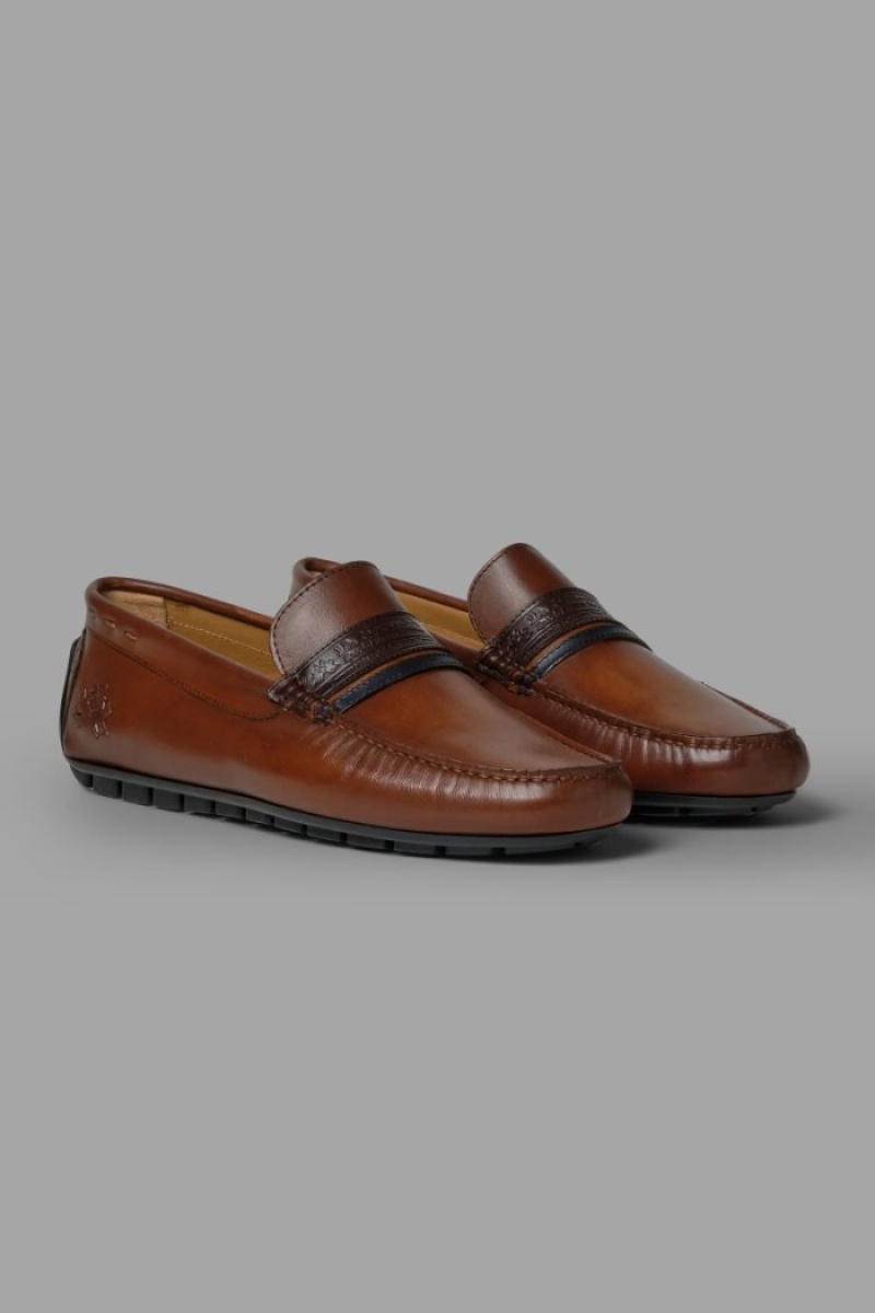 Brown La Martina Two-tone Leather Men Moccasins USA | AWT-0456