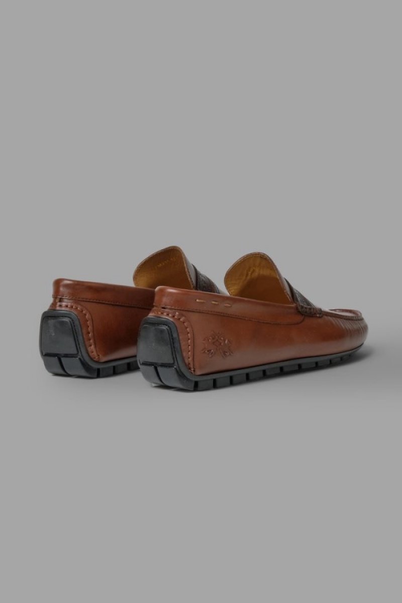 Brown La Martina Two-tone Leather Men Moccasins USA | AWT-0456