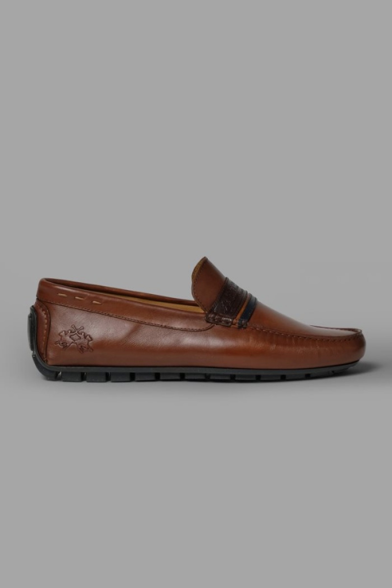 Brown La Martina Two-tone Leather Men Moccasins USA | AWT-0456