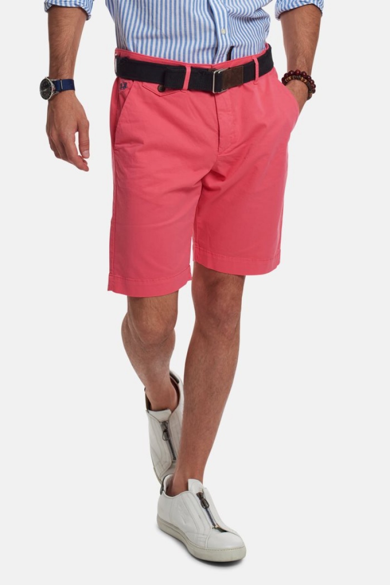 Coral La Martina Regular-fit Stretch Cotton Men Bermuda Shorts USA | JAE-7017