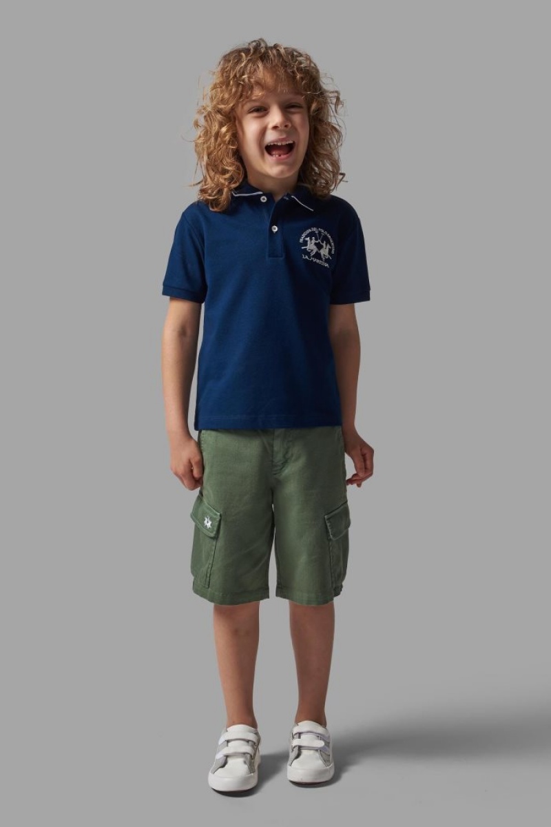 Dark Green La Martina Brushed Cotton Kids Bermuda Shorts USA | QIL-0036