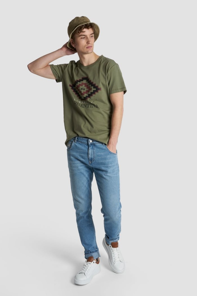 Deep Green La Martina Regular-fit Cotton Men T Shirts USA | KRC-8519