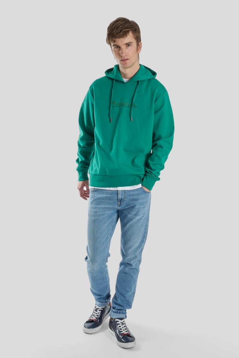 Green La Martina Regular-fit Brushed Cotton Men Sweatshirt USA | WKC-8534