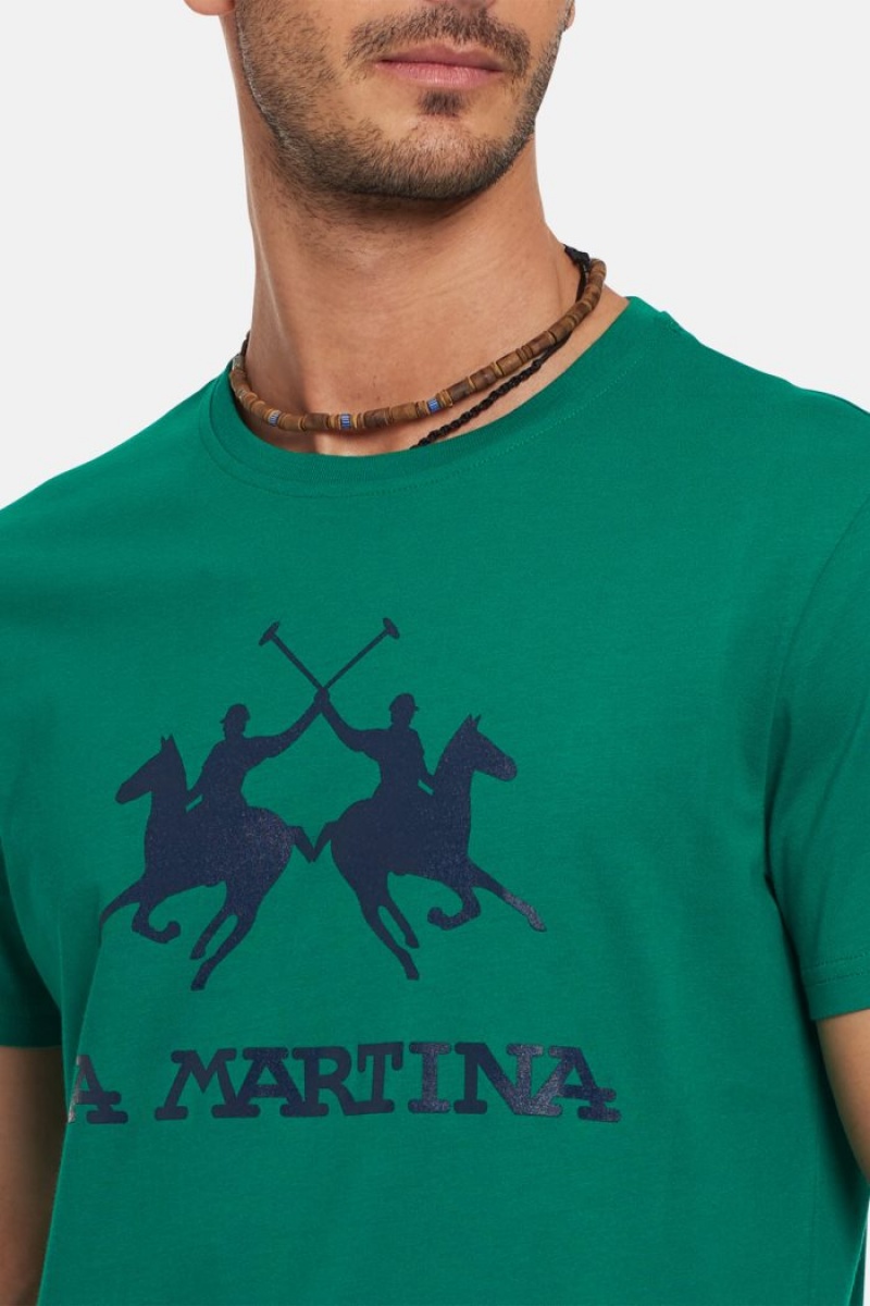 Green La Martina Regular-fit Cotton Men T Shirts USA | UWB-1387