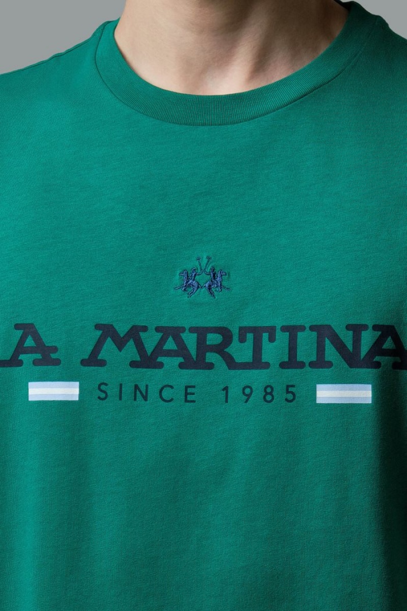 Green La Martina Regular-fit Cotton Men T Shirts USA | OJX-7059