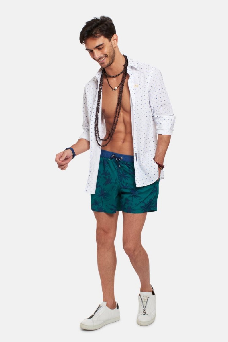 Green La Martina Regular-fit Men Swim Shorts USA | FEC-9341