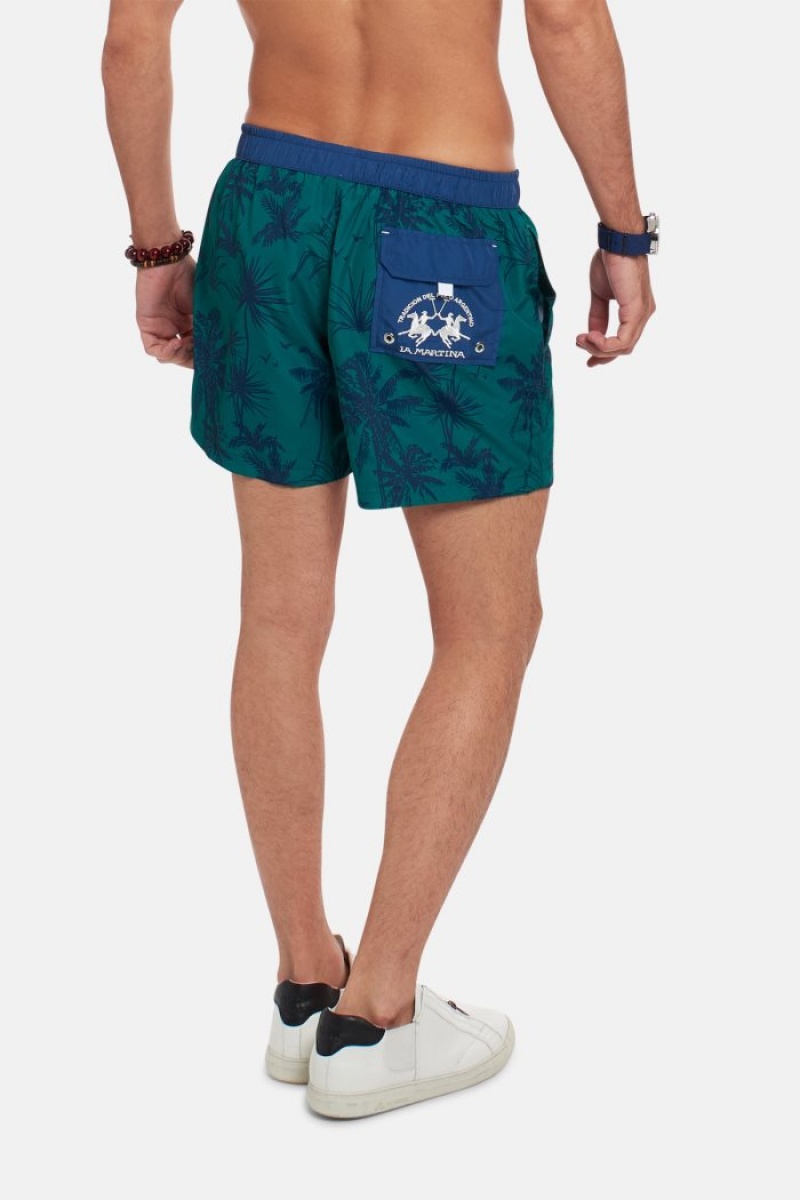 Green La Martina Regular-fit Men Swim Shorts USA | FEC-9341