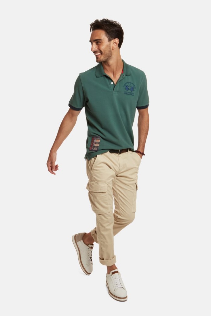 Green La Martina Short-sleeved Regular Fit Men Polo Shirt USA | WVD-7982