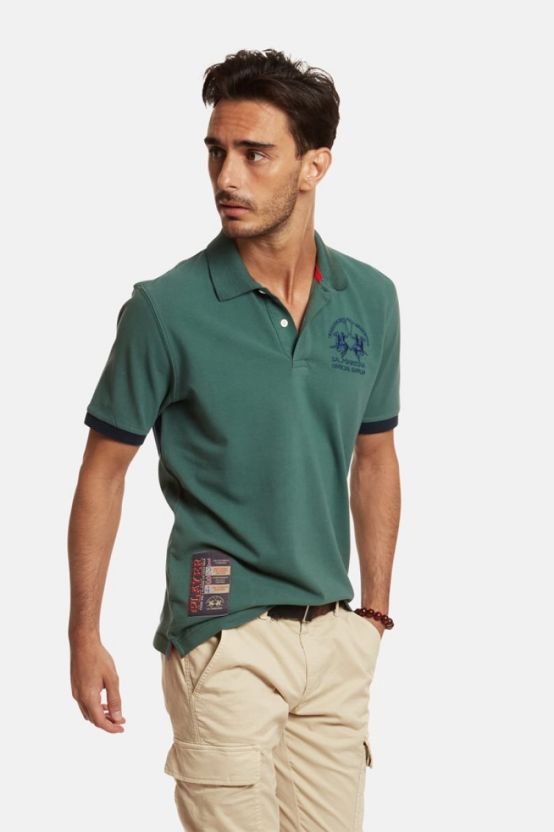 Green La Martina Short-sleeved Regular Fit Men Polo Shirt USA | WVD-7982