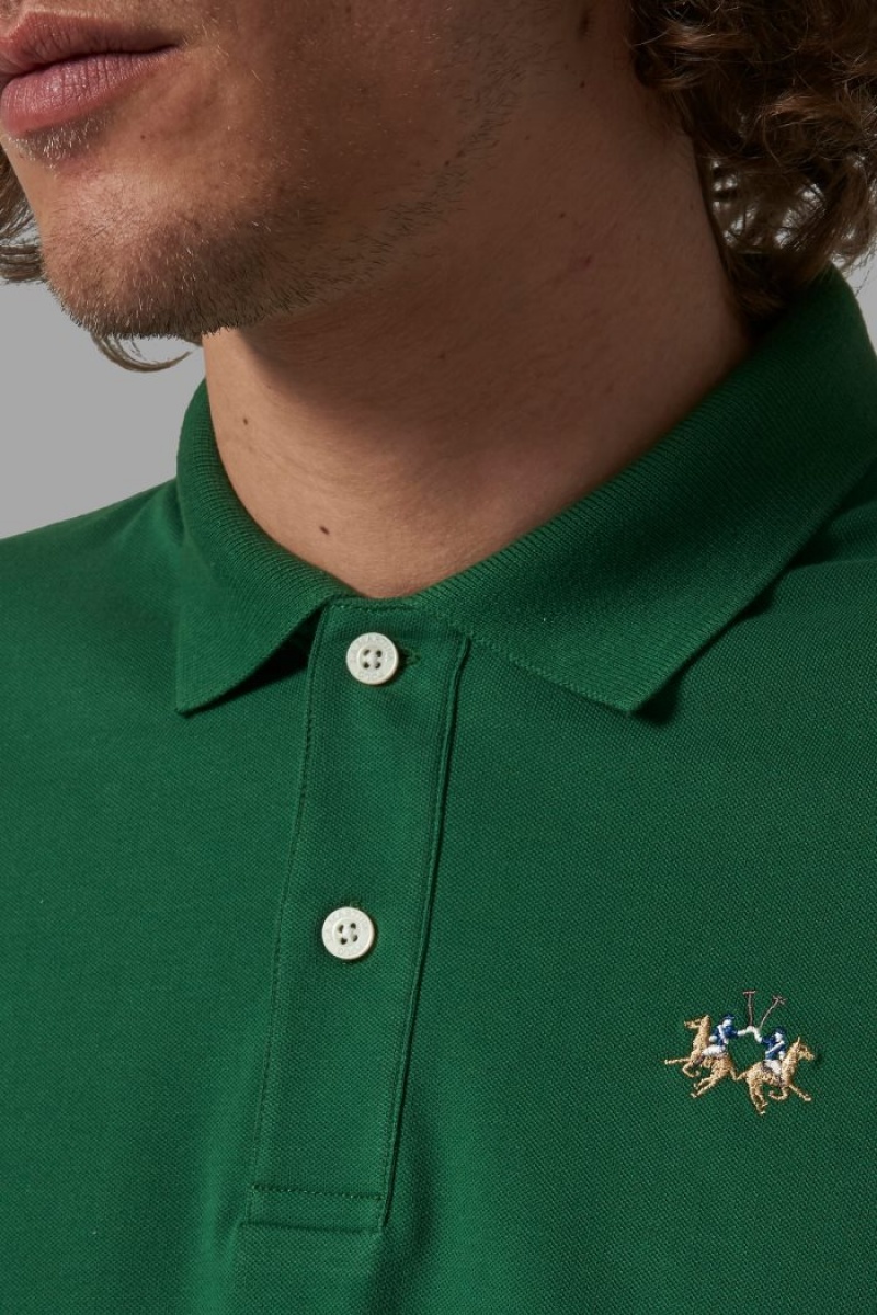 Green La Martina Slim-fit Men Polo Shirt USA | BNV-0737