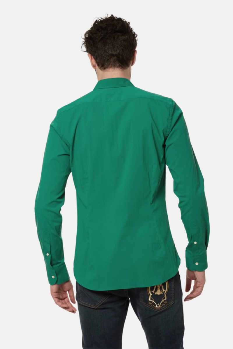 Green La Martina Slim-fit Stretch Cotton Men Shirts USA | DEJ-6946