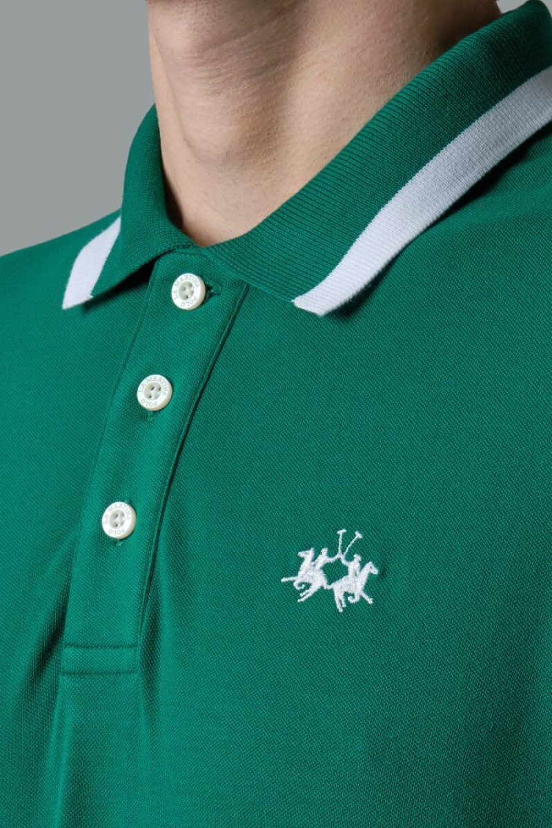 Green La Martina Slim-fit Stretch Piqué Men Polo Shirt USA | TBX-9688