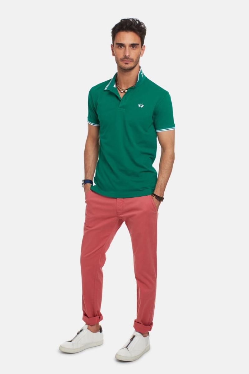 Green La Martina Slim-fit Stretch Piqué Men Polo Shirt USA | AOL-4385