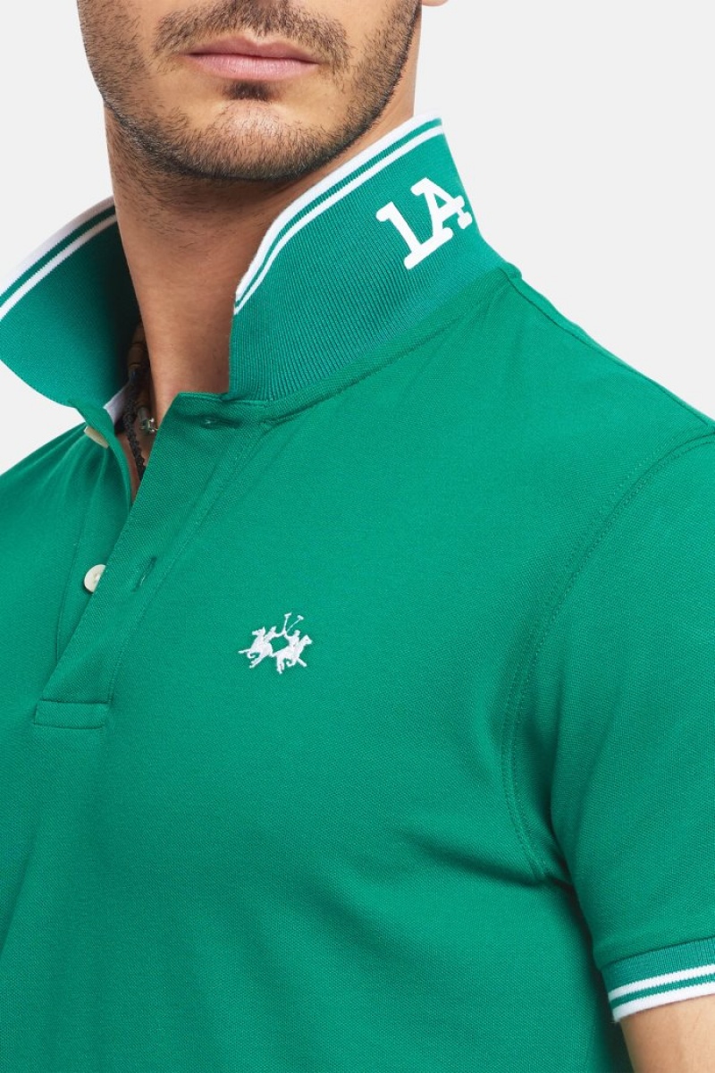 Green La Martina Slim-fit Stretch Piqué Men Polo Shirt USA | AOL-4385