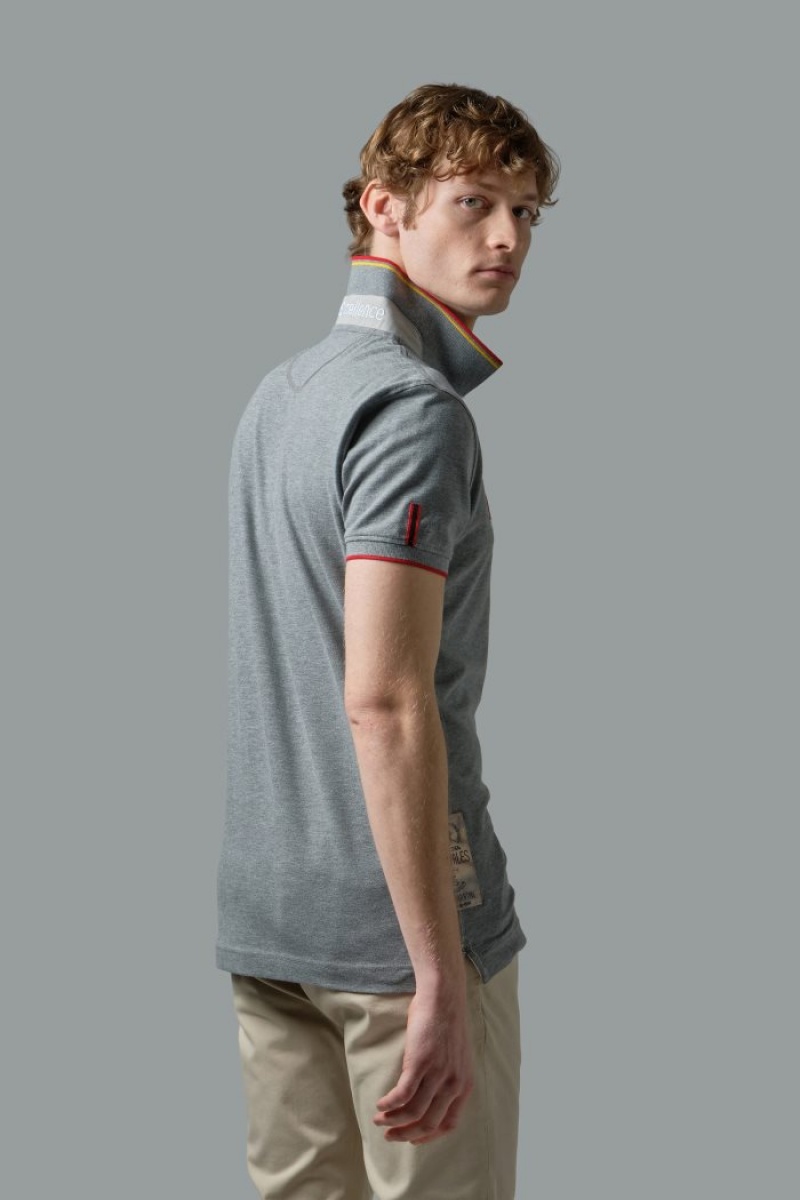 Grey La Martina Stretch Piqué Men Polo Shirt USA | ZQE-4124