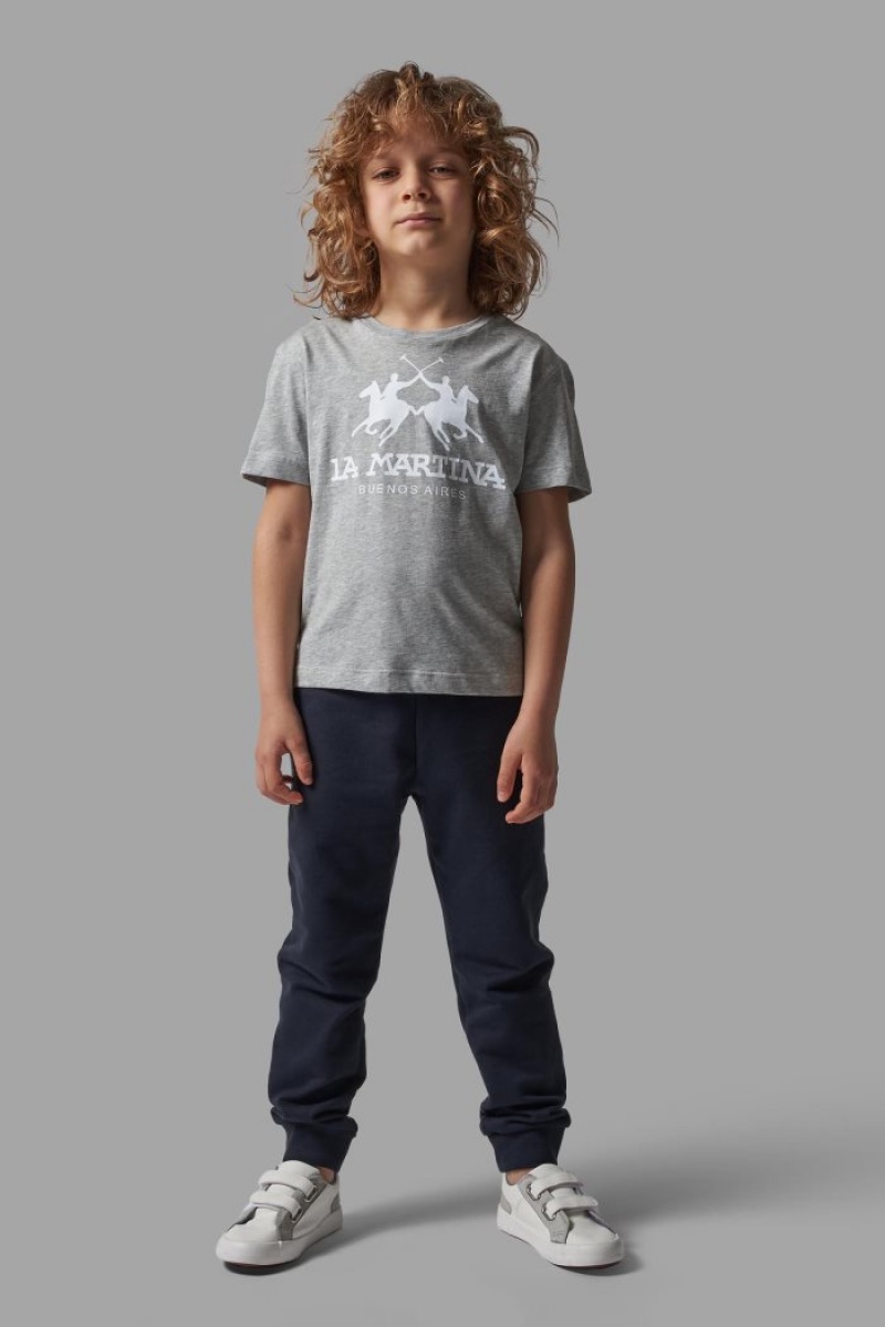 Grey / White La Martina Classic Cotton Kids T Shirts USA | WEO-9469