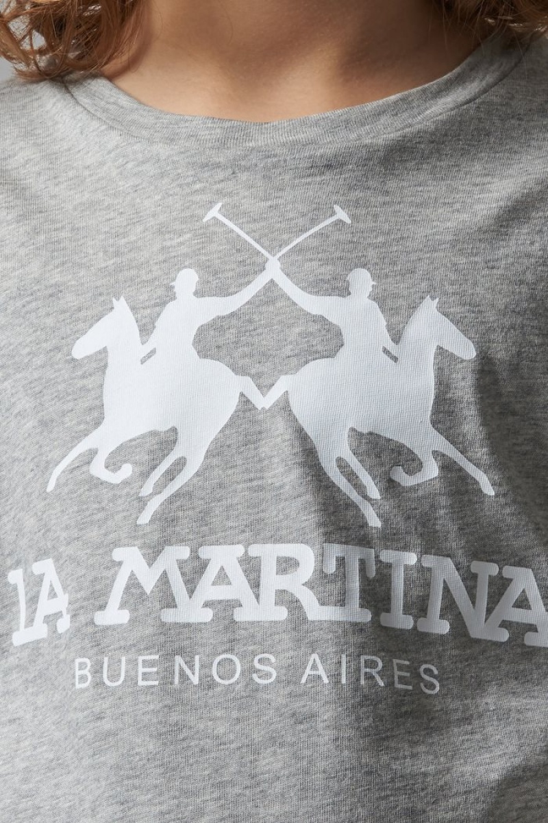 Grey / White La Martina Classic Cotton Kids T Shirts USA | WEO-9469