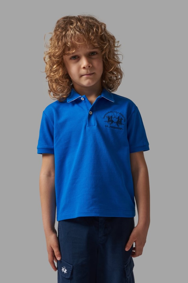 Light Blue La Martina Classic Cotton Kids Polo Shirt USA | VQM-6687