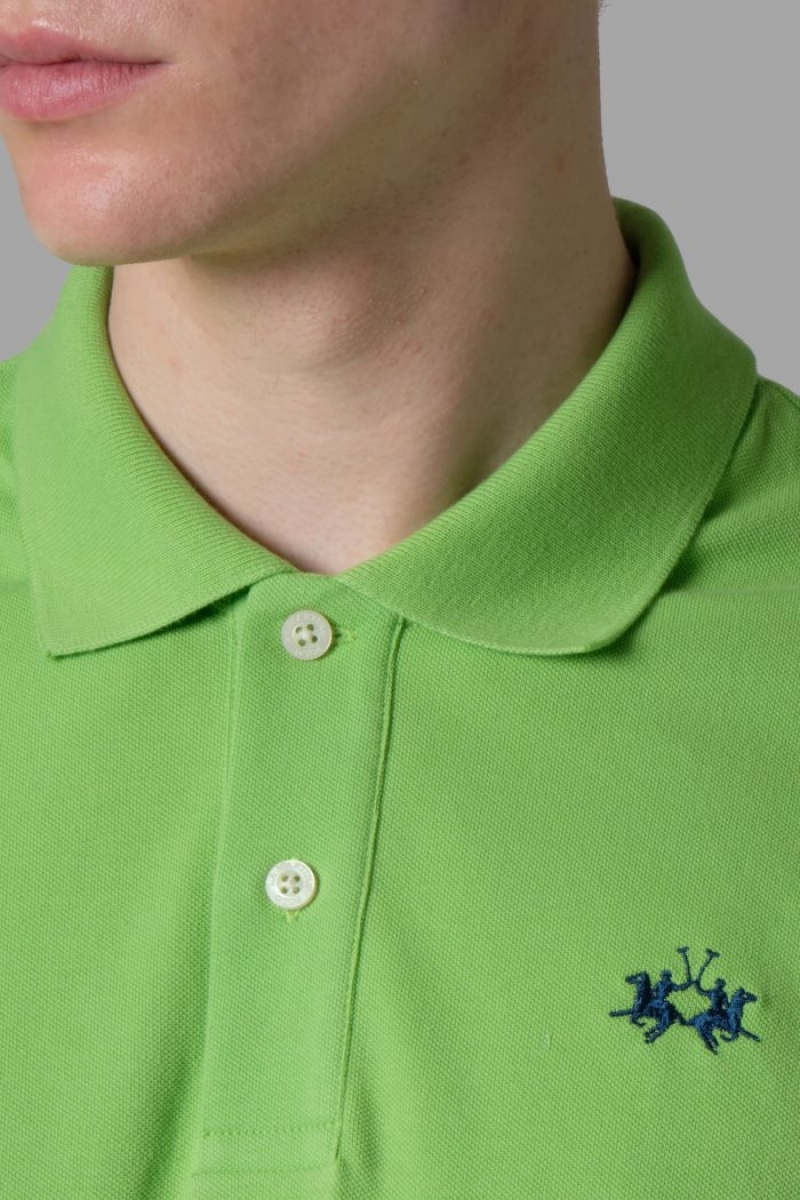 Light Green La Martina Regular-fit Classic Piqué Men Polo Shirt USA | DDT-1925