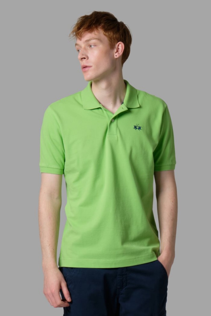 Light Green La Martina Regular-fit Classic Piqué Men Polo Shirt USA | DDT-1925