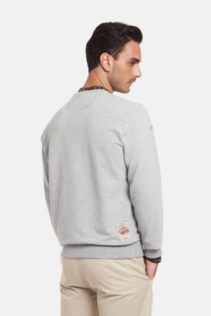 Light Grey La Martina Regular-fit Brushed Cotton Men Sweatshirt USA | KBJ-9777