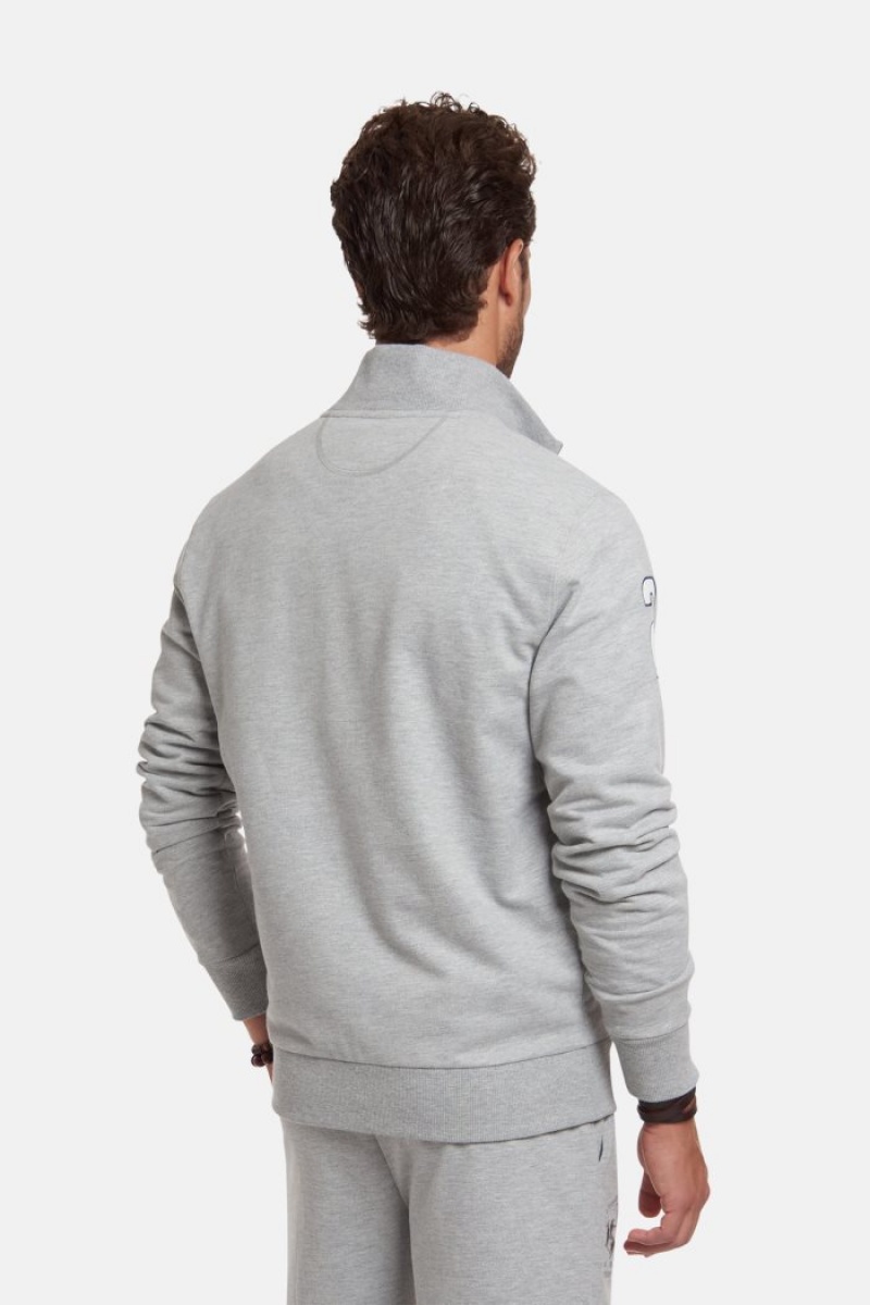 Light Grey La Martina Regular-fit Brushed Cotton Men Sweatshirt USA | WQT-9195