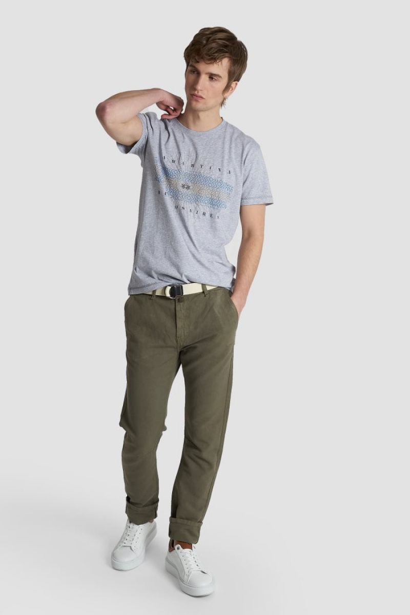 Light Grey La Martina Regular-fit Cotton Men T Shirts USA | ZQU-7538