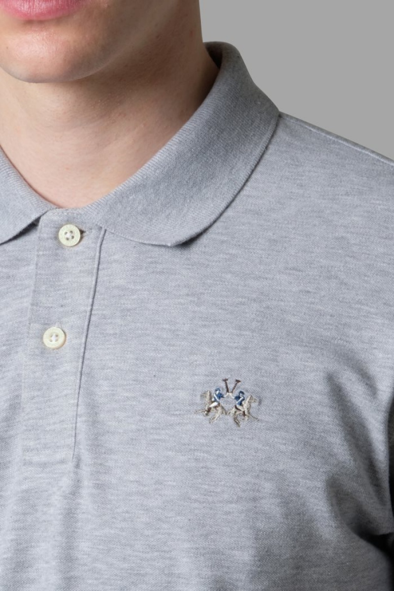 Light Grey La Martina Slim-fit Men Polo Shirt USA | HVK-7776